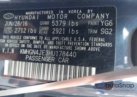 2017 Genesis G80 3.8 from USA, damaged, VIN KMHGN4JE3HU178440